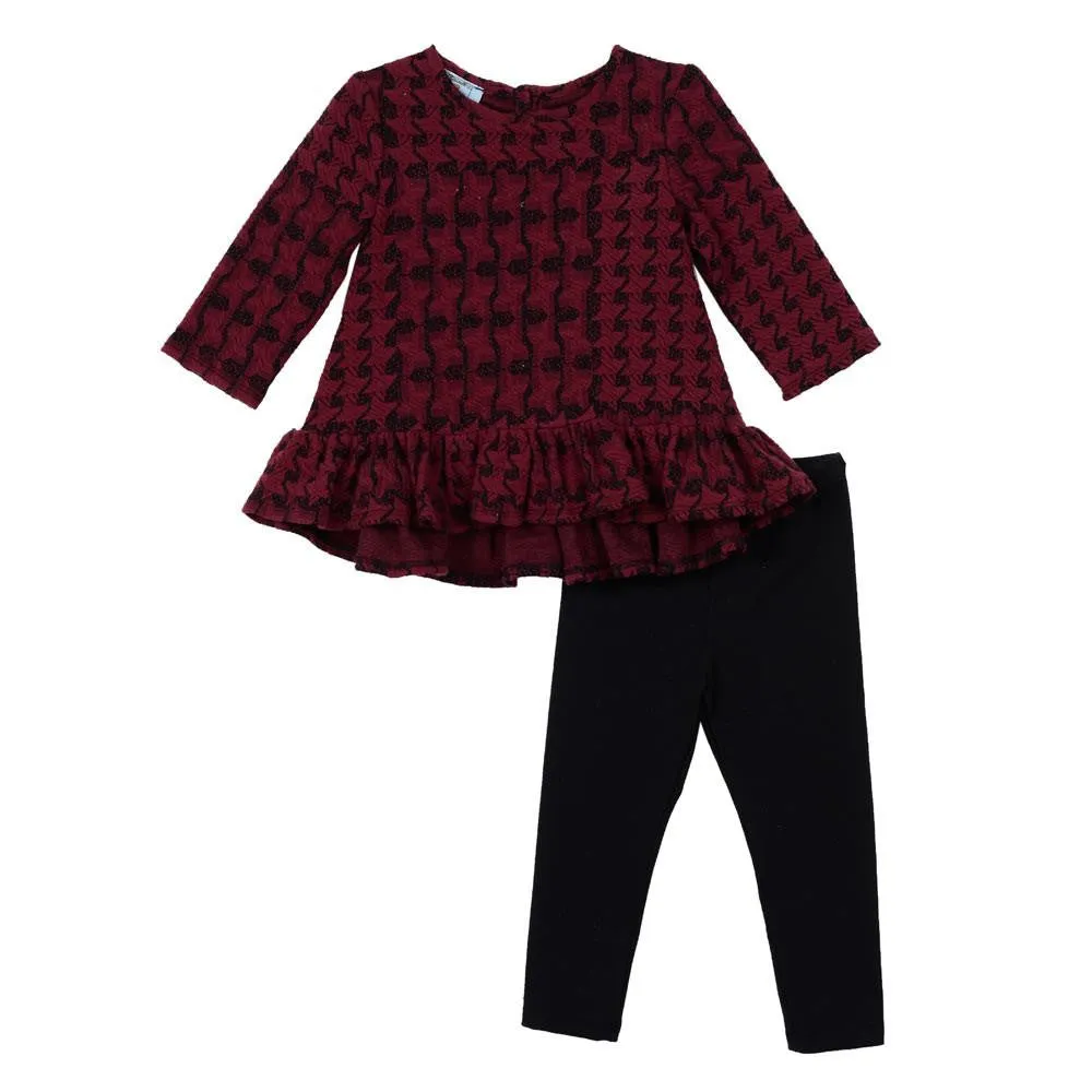 Lily Burgundy Houndstooth Set