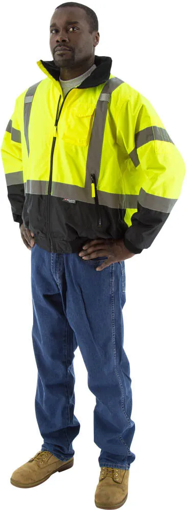 Majestic 75-1311 Hi-Vis Waterproof Bomber Jacket with Removable Fleece Liner ANSI 3