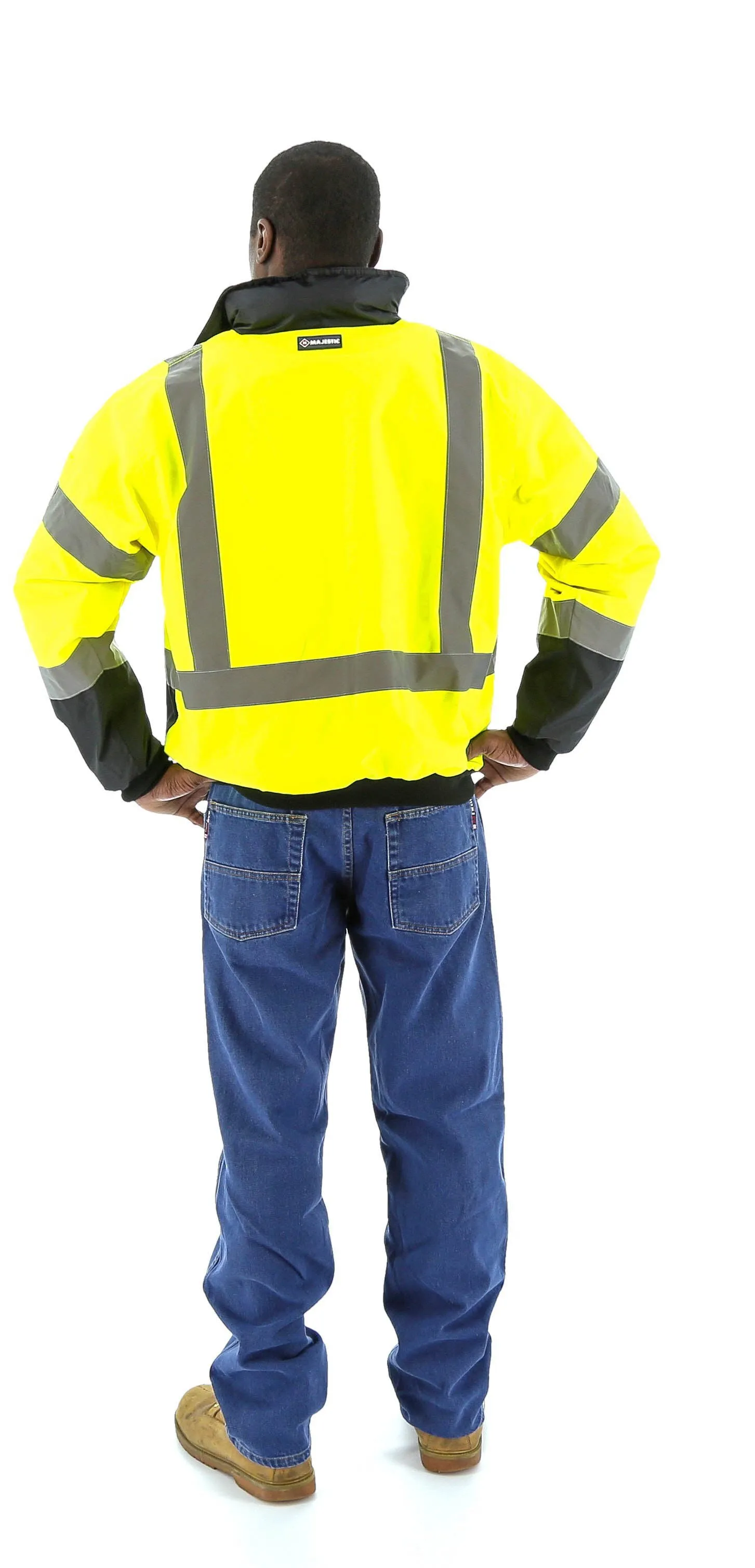 Majestic 75-1311 Hi-Vis Waterproof Bomber Jacket with Removable Fleece Liner ANSI 3