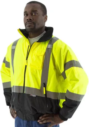 Majestic 75-1311 Hi-Vis Waterproof Bomber Jacket with Removable Fleece Liner ANSI 3