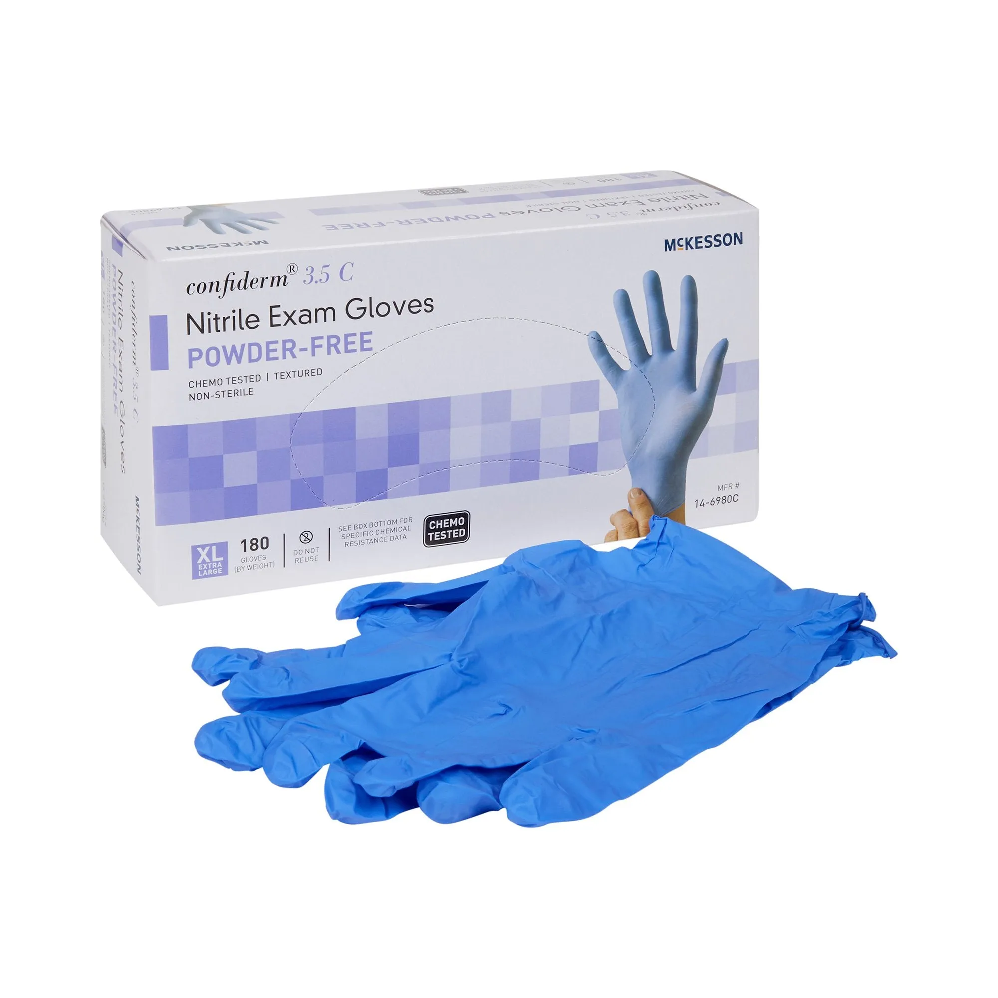 McKesson Confiderm® 3.5C Nitrile Exam Glove, Extra Large, Blue