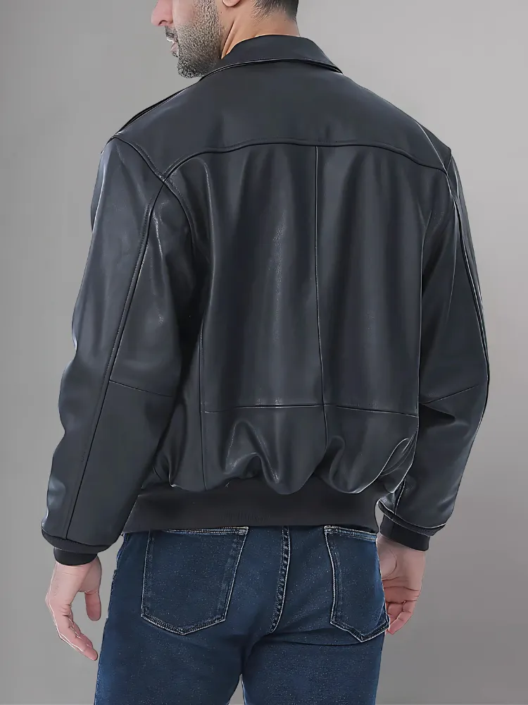 Men’s A-2 Flight Black Leather Jacket