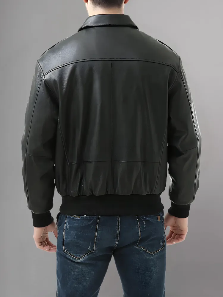 Men’s A-2 Flight Black Leather Jacket