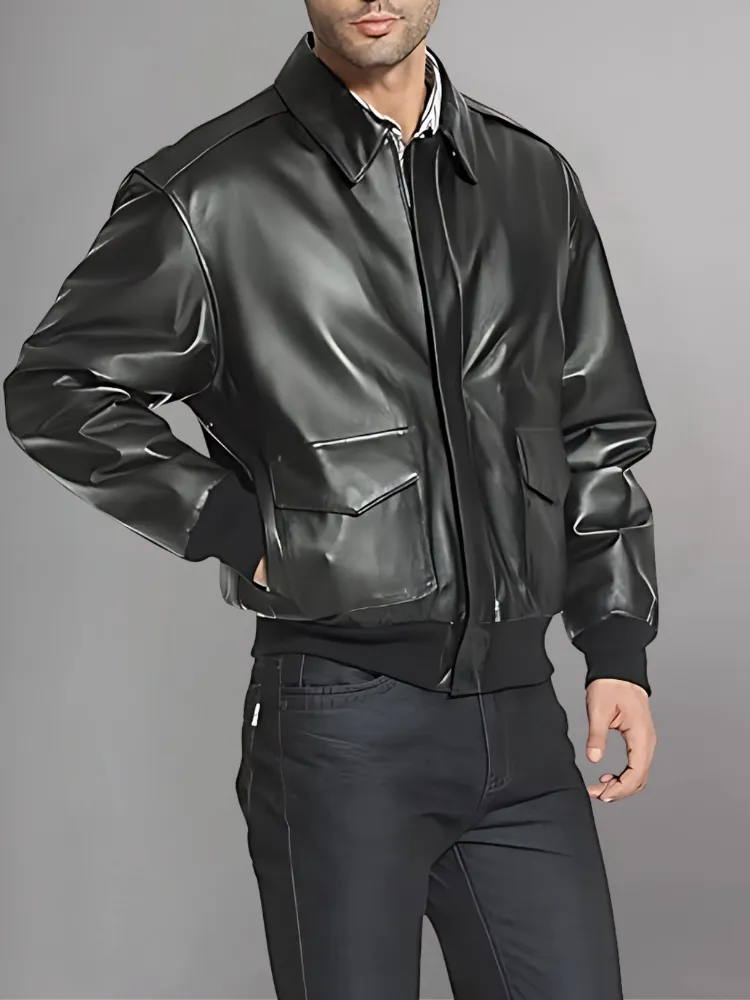 Men’s A-2 Flight Black Leather Jacket