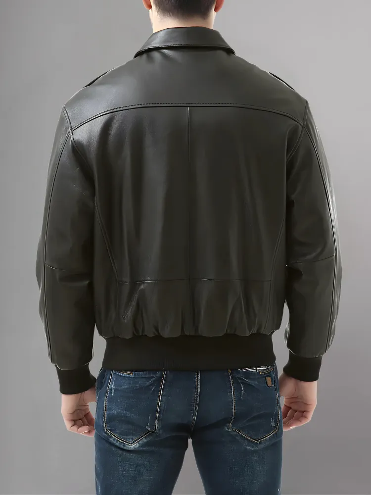 Men’s A-2 Flight Black Leather Jacket