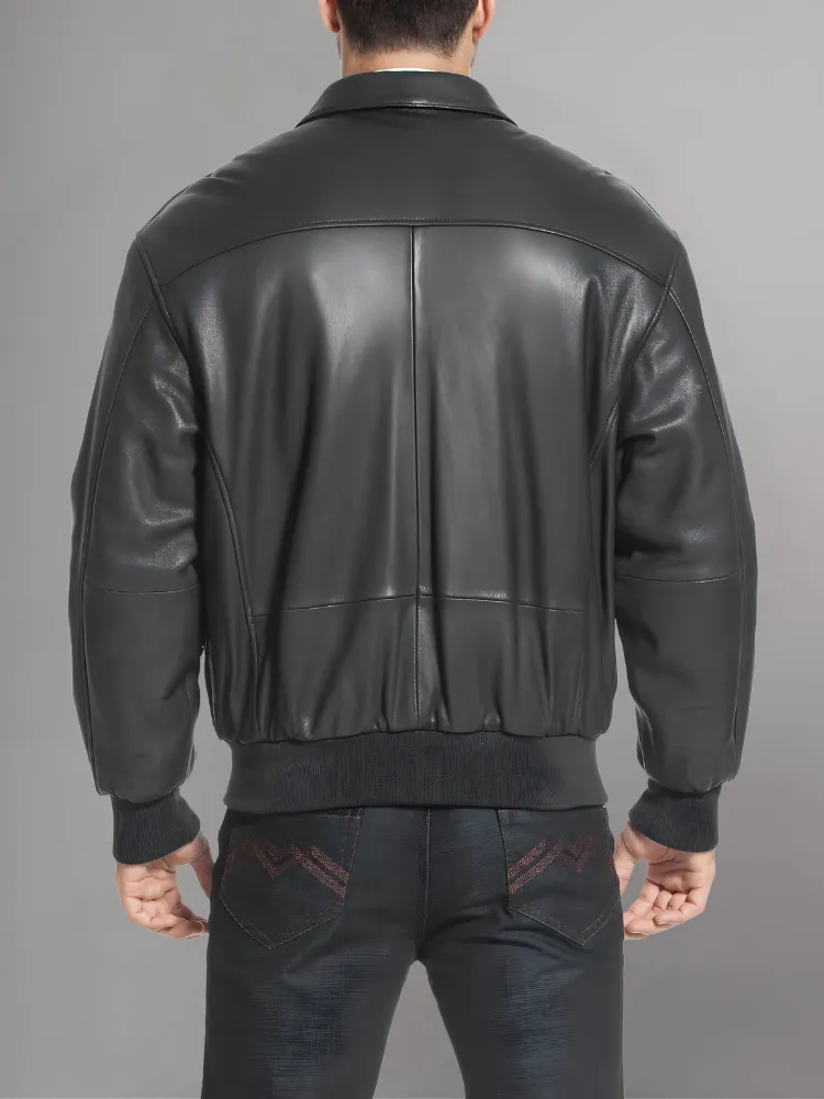 Men’s A-2 Flight Black Leather Jacket