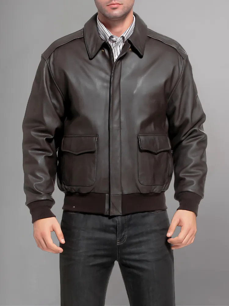 Men’s A-2 Flight Black Leather Jacket