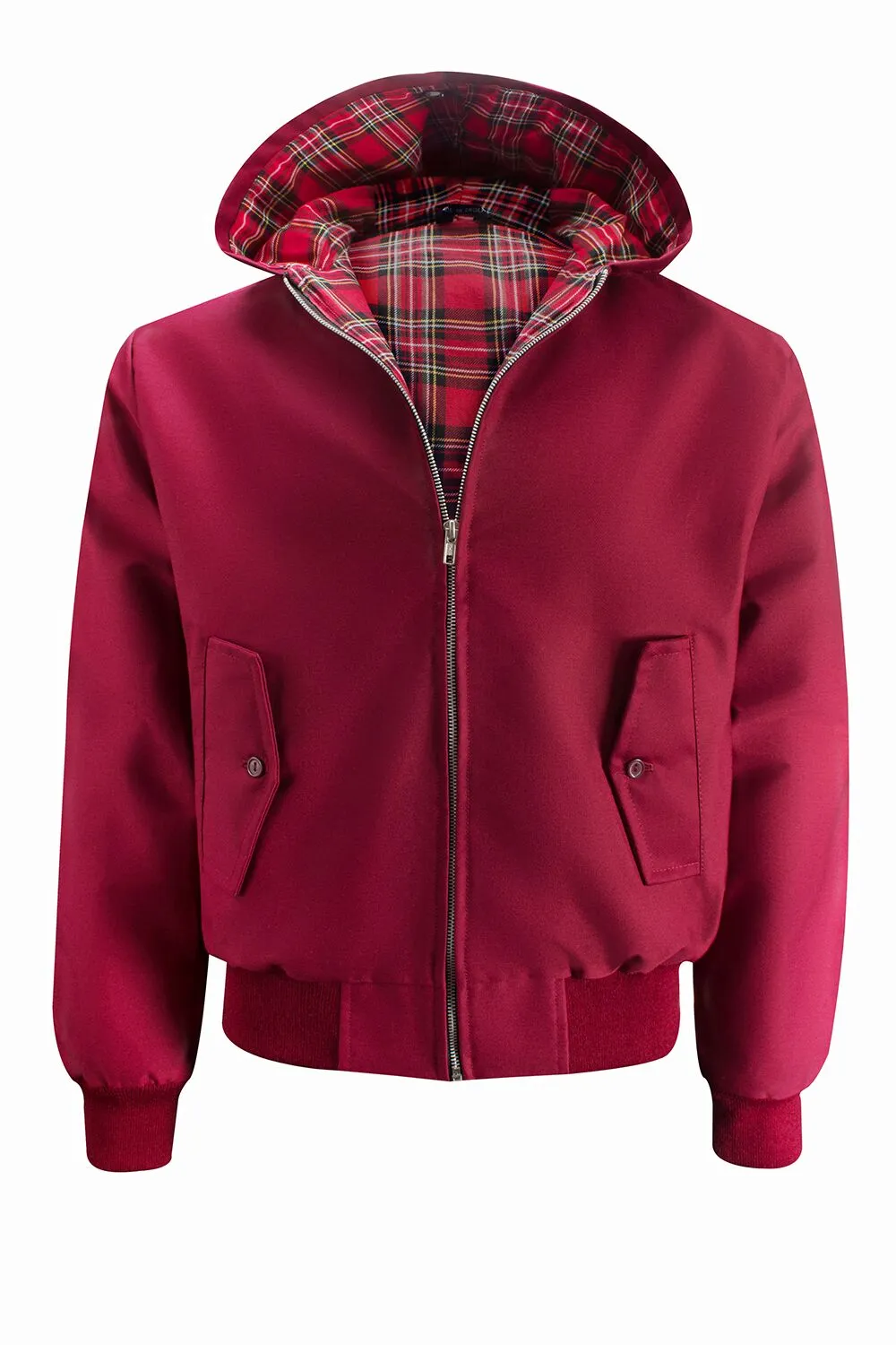 Mens Hooded Harrington Jacket - Burgundy