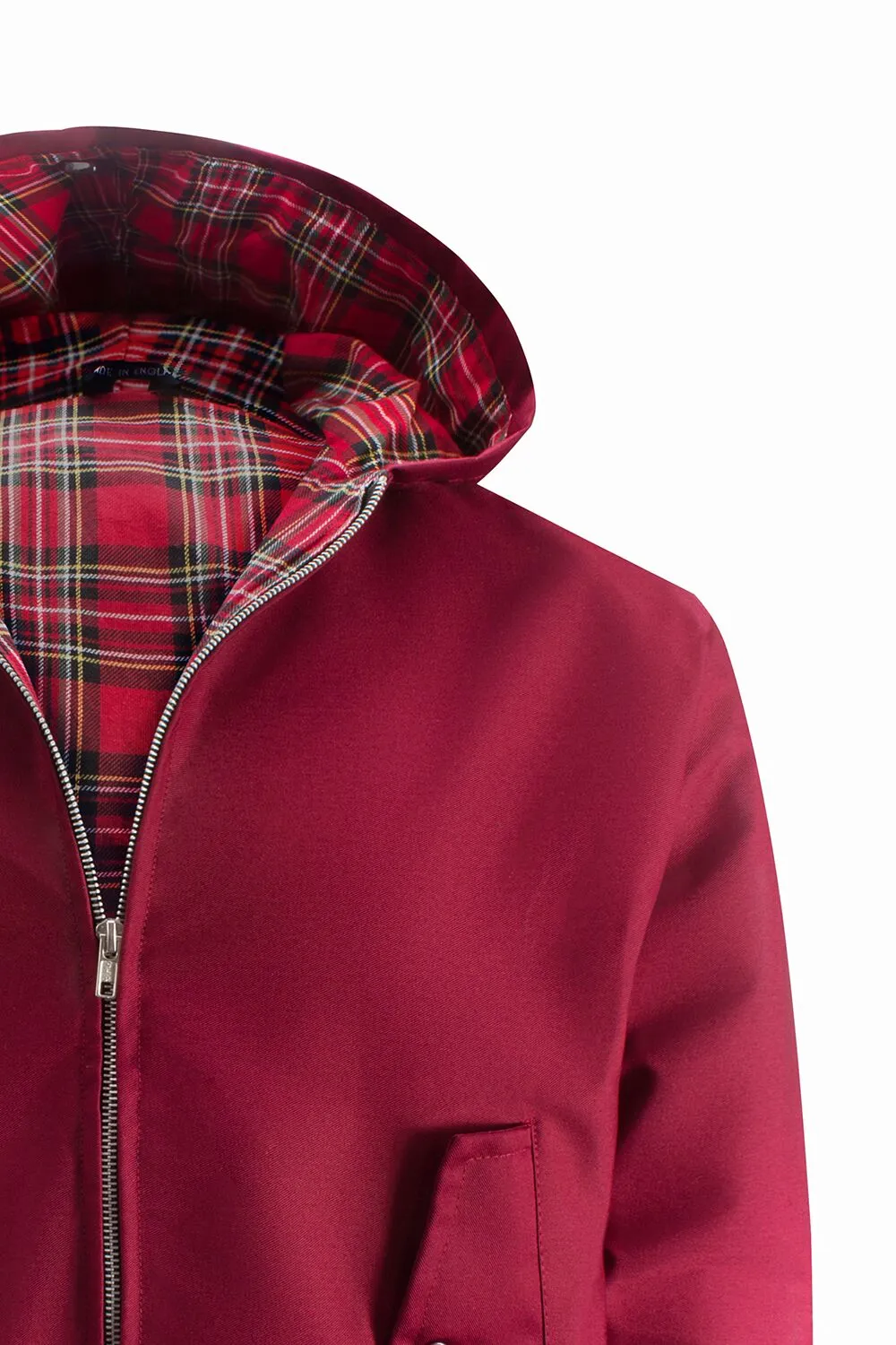 Mens Hooded Harrington Jacket - Burgundy