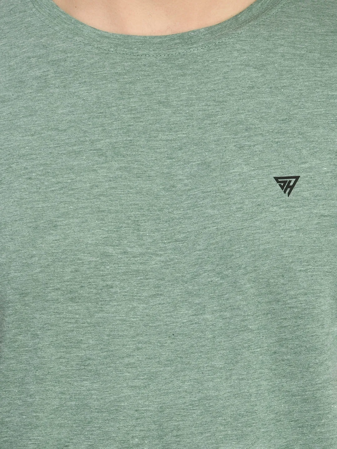 Men's Olive Solid Crew Neck T-Shirt