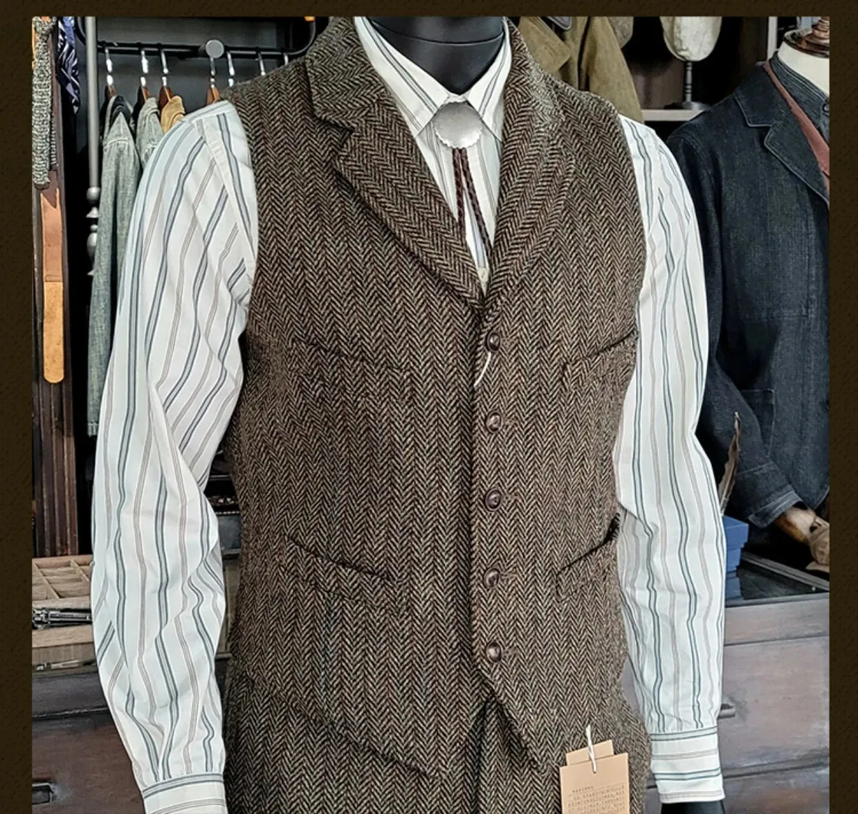 Men's Tweed Wool Slim Fit Business Casual Waistcoat - Vintage Gilet