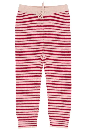 MERINO CLASSIC RIB LEGGINGS W. DRAWSTRINGS - SOFT PINK/BURGUNDY COMB