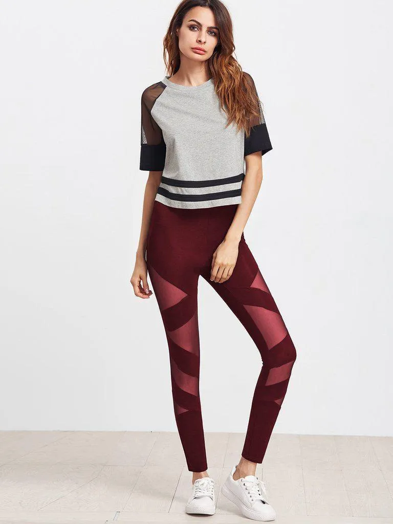 Mesh Insert Bandage Leggings