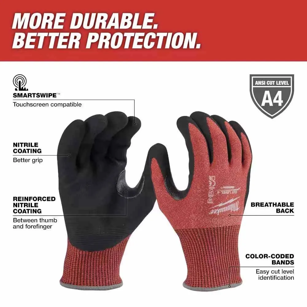 Milwaukee 48-22-8945 Cut Level 4 Nitrile Dipped Gloves - S