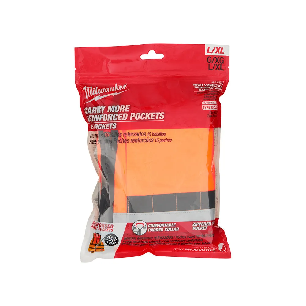 Milwaukee 48-73-5052 High Visibility Orange Performance Safety Vest - L/XL