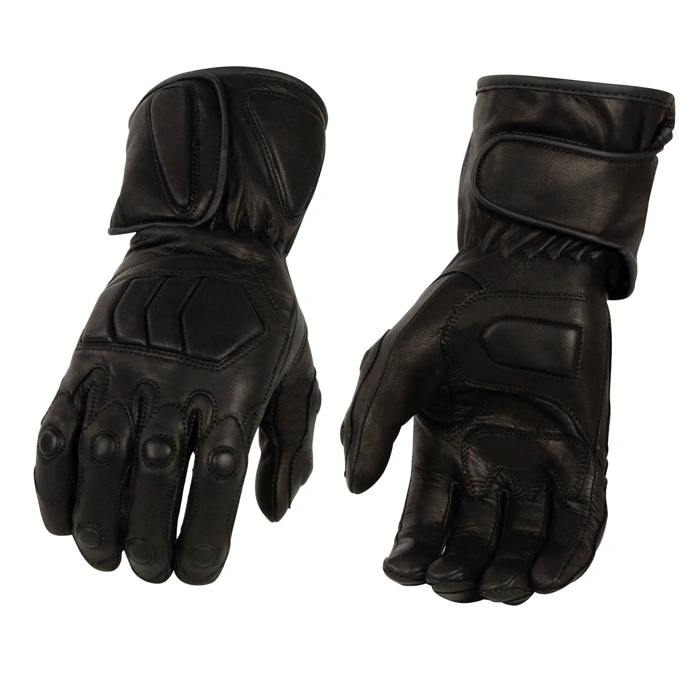 Milwaukee Leather Men's Black Leather Waterproof Gauntlet Motorcycle