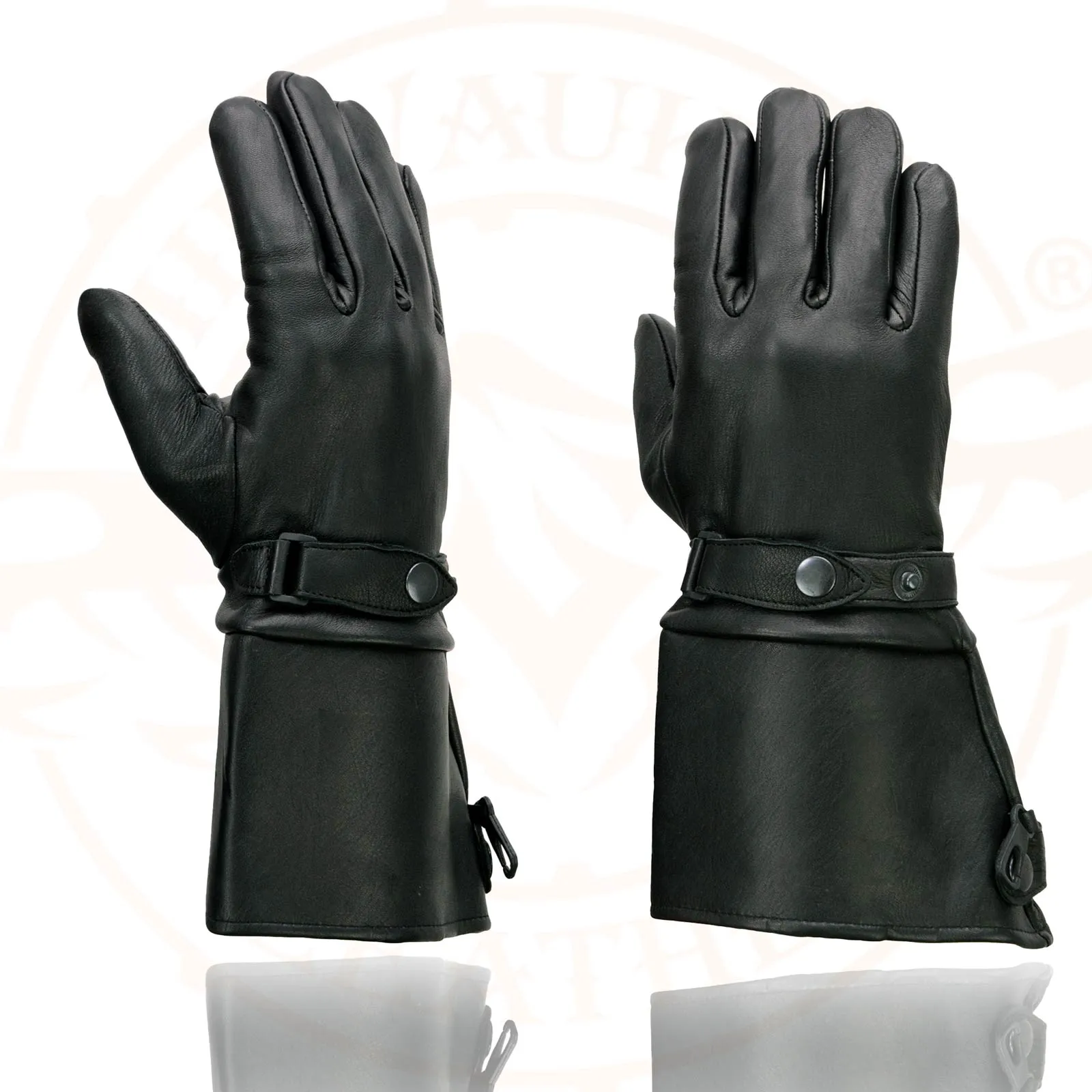 Milwaukee Leather Men's Gauntlet Motorcycle Hand Gloves- Deerskin Long Cuff with Snap Closure Thermal Lined-SH857