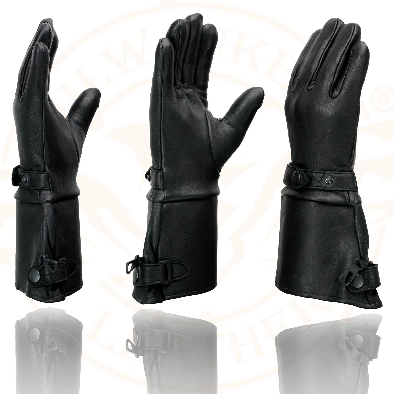 Milwaukee Leather Men's Gauntlet Motorcycle Hand Gloves- Deerskin Long Cuff with Snap Closure Thermal Lined-SH857