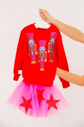 MINI KIDS SEQUIN NUTCRACKER RED PULLOVER