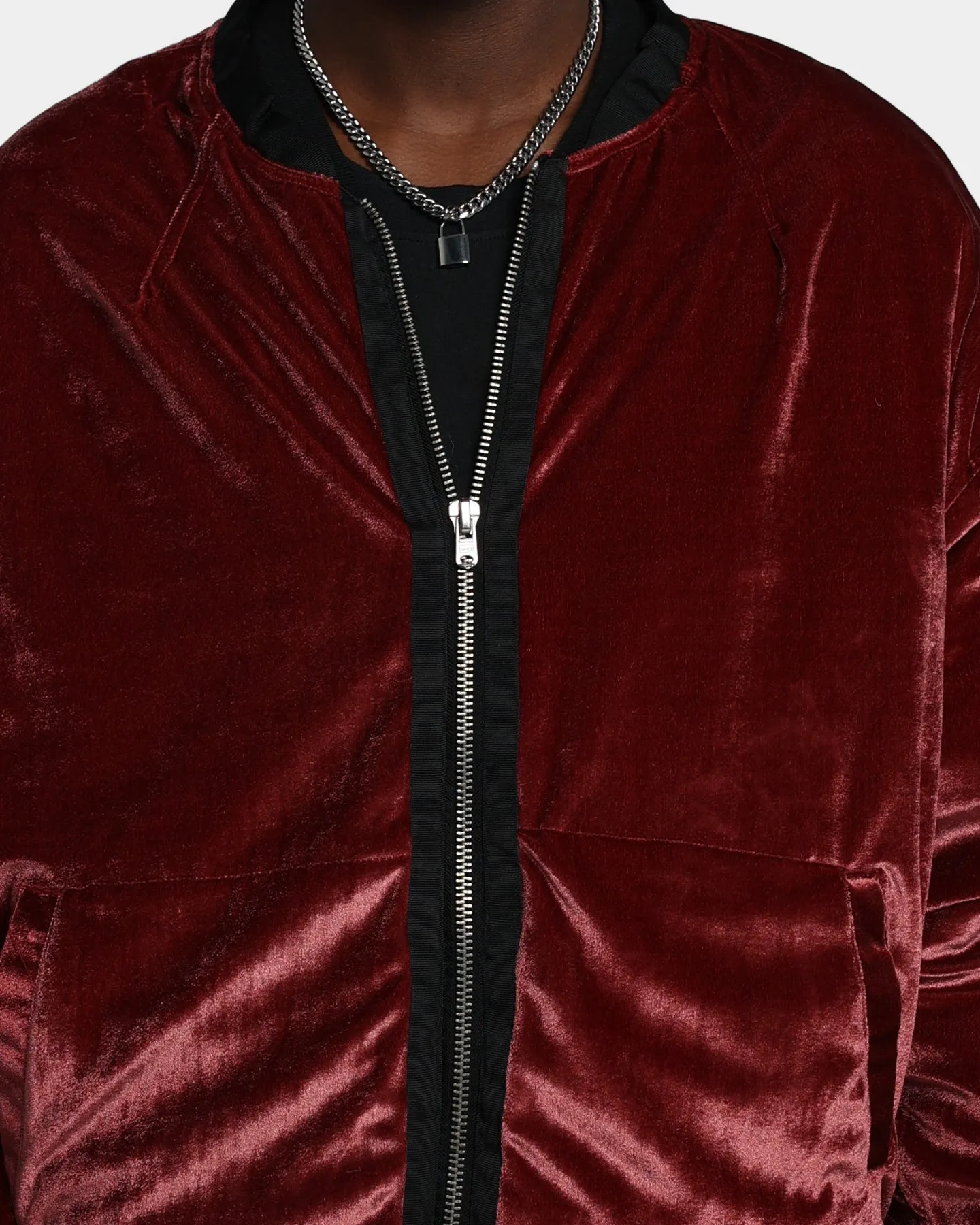 MNML Velour Bomber Jacket Burgundy