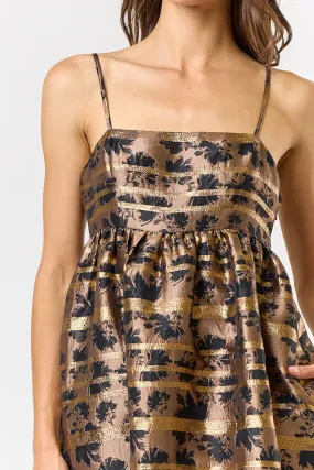 Mocha Petals Lurex Camisole Dress