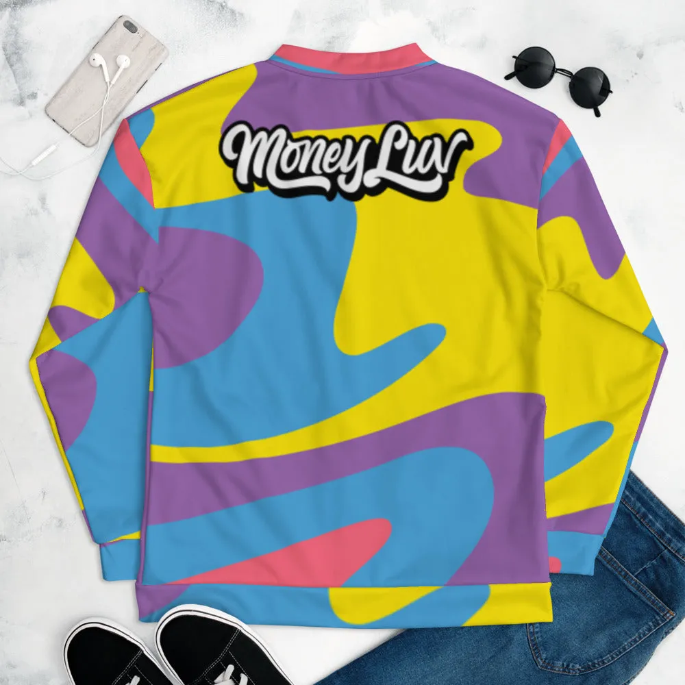 Money Luv Abstract Bomber Jacket