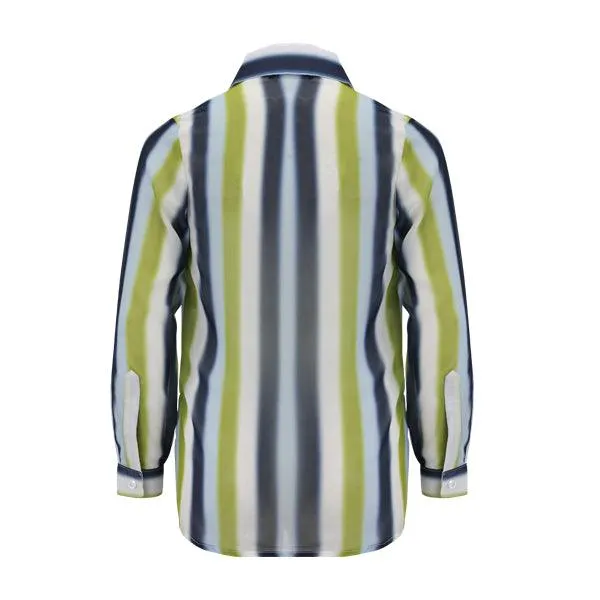 MULTI-COLORED GIRLS STRIPE CHIFFON SHIRT WITH CAMISOLE