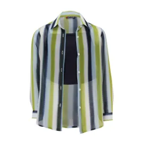 MULTI-COLORED GIRLS STRIPE CHIFFON SHIRT WITH CAMISOLE