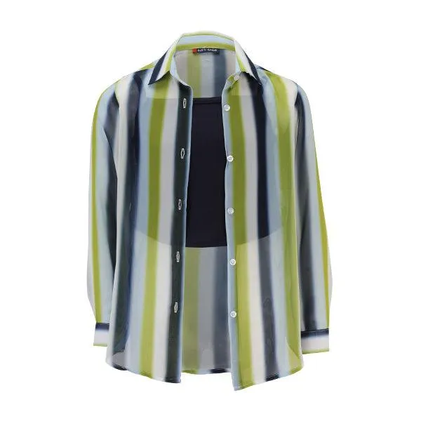 MULTI-COLORED GIRLS STRIPE CHIFFON SHIRT WITH CAMISOLE