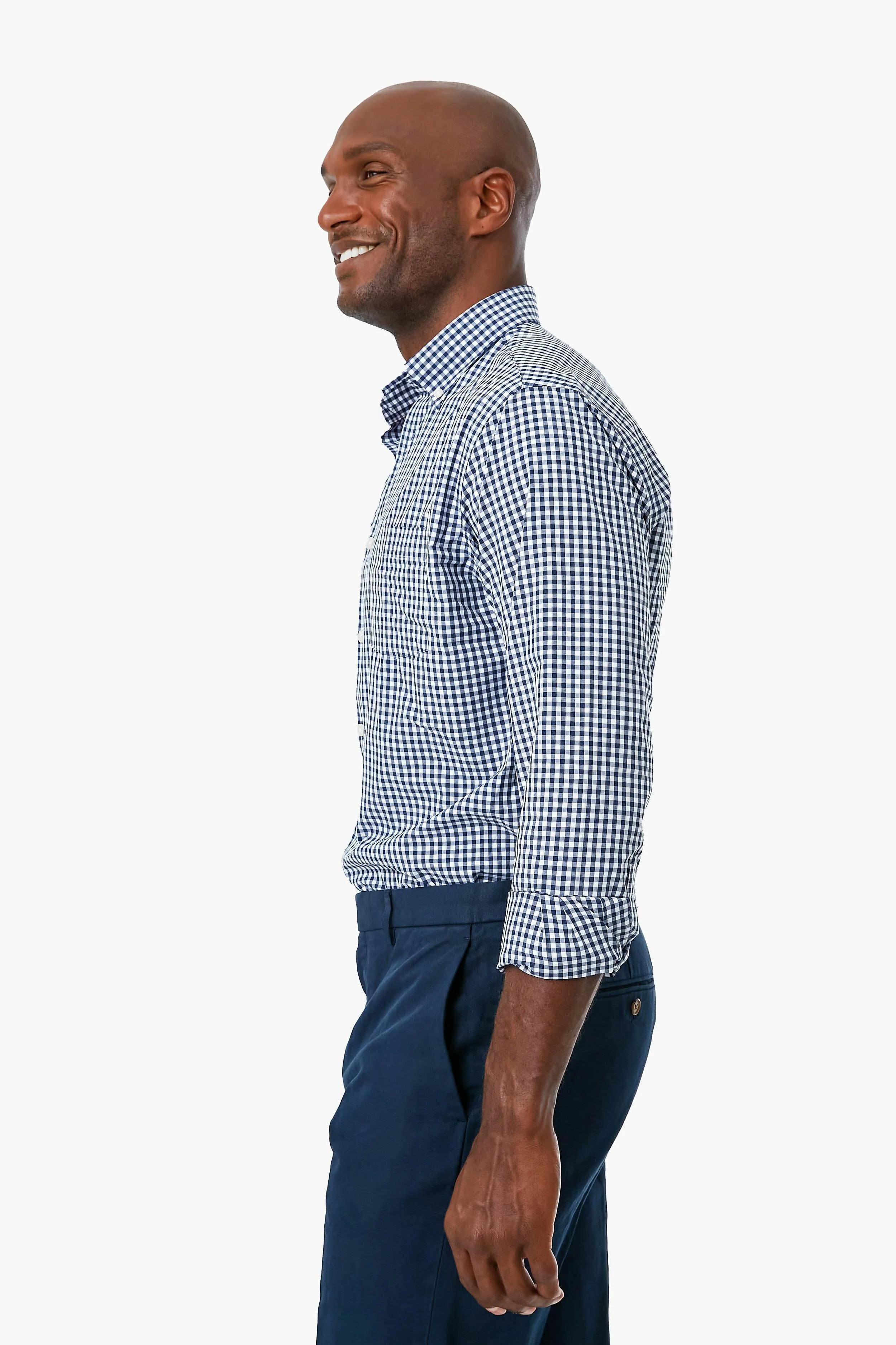 Navy Camley Performance Poplin Sport Shirt