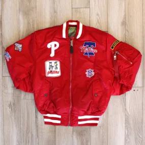 New Era Cap X Alpha Industries Collab MA-1M PHILIDALPHA PHILLIES Nylon Bomber Jacket (Red Camo)