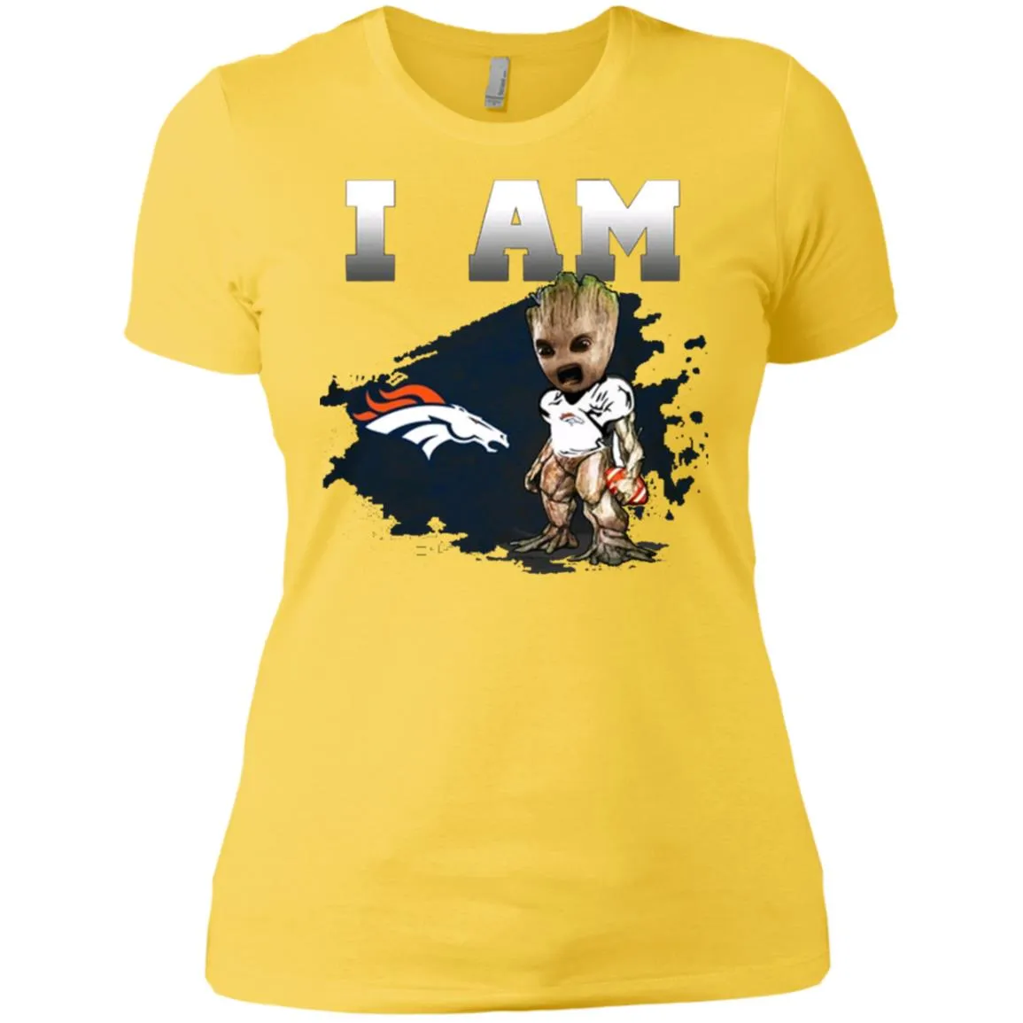 Nfl Denver Broncos I Am Groot T-shirt Women Cotton T-Shirt