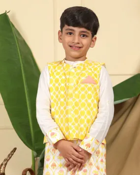 Nur Boys Hand-Block Printed Cotton Ethnic Nehru Jacket