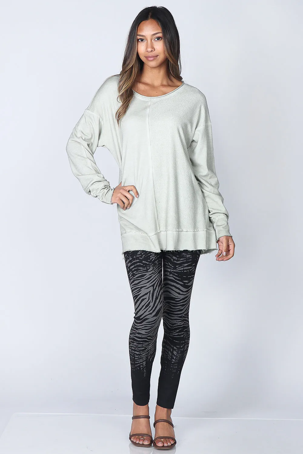 Oil-washed Split Paneled Pullover