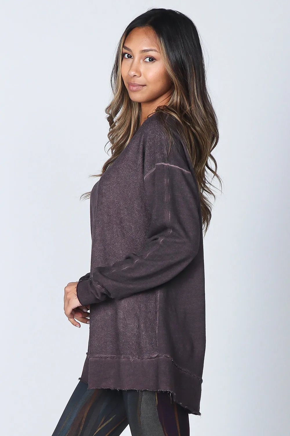 Oil-washed Split Paneled Pullover