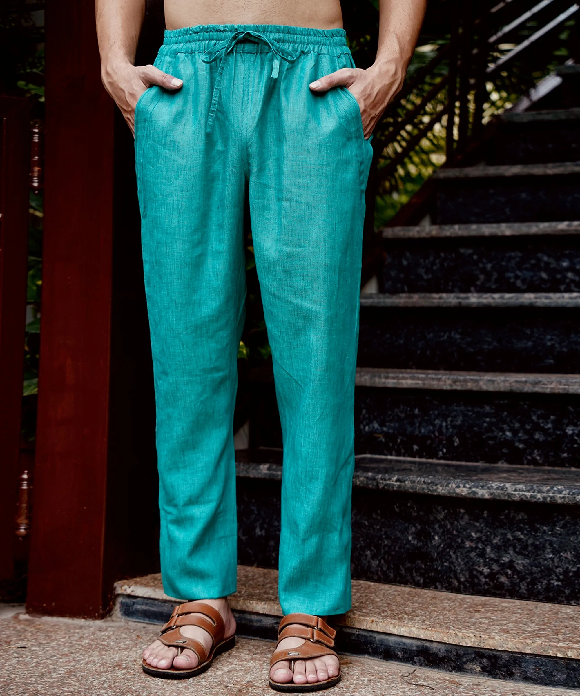 Pine Green Linen Kurta Pyjama Set