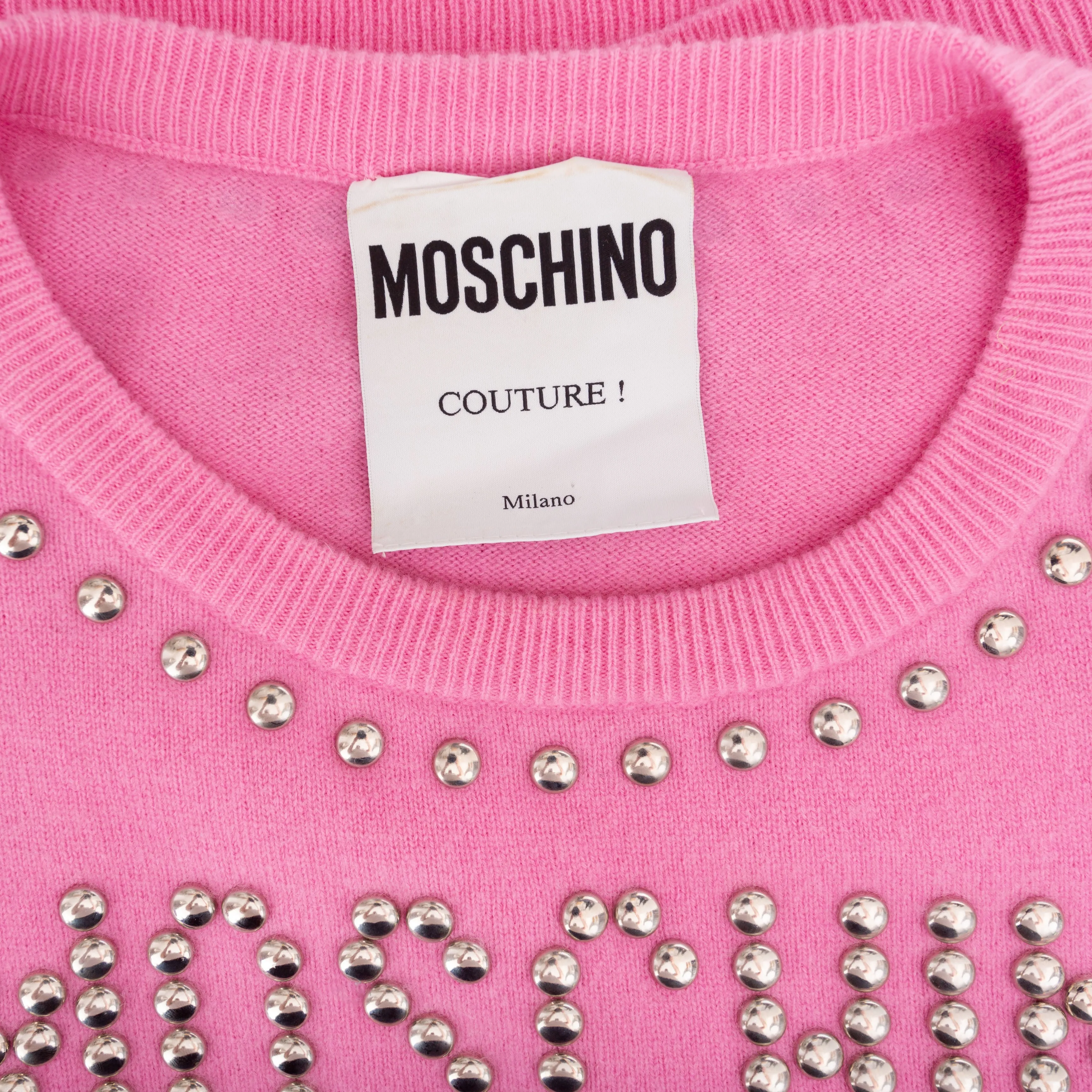 Pink Wool-Cashmere Studded Playboy Sweater