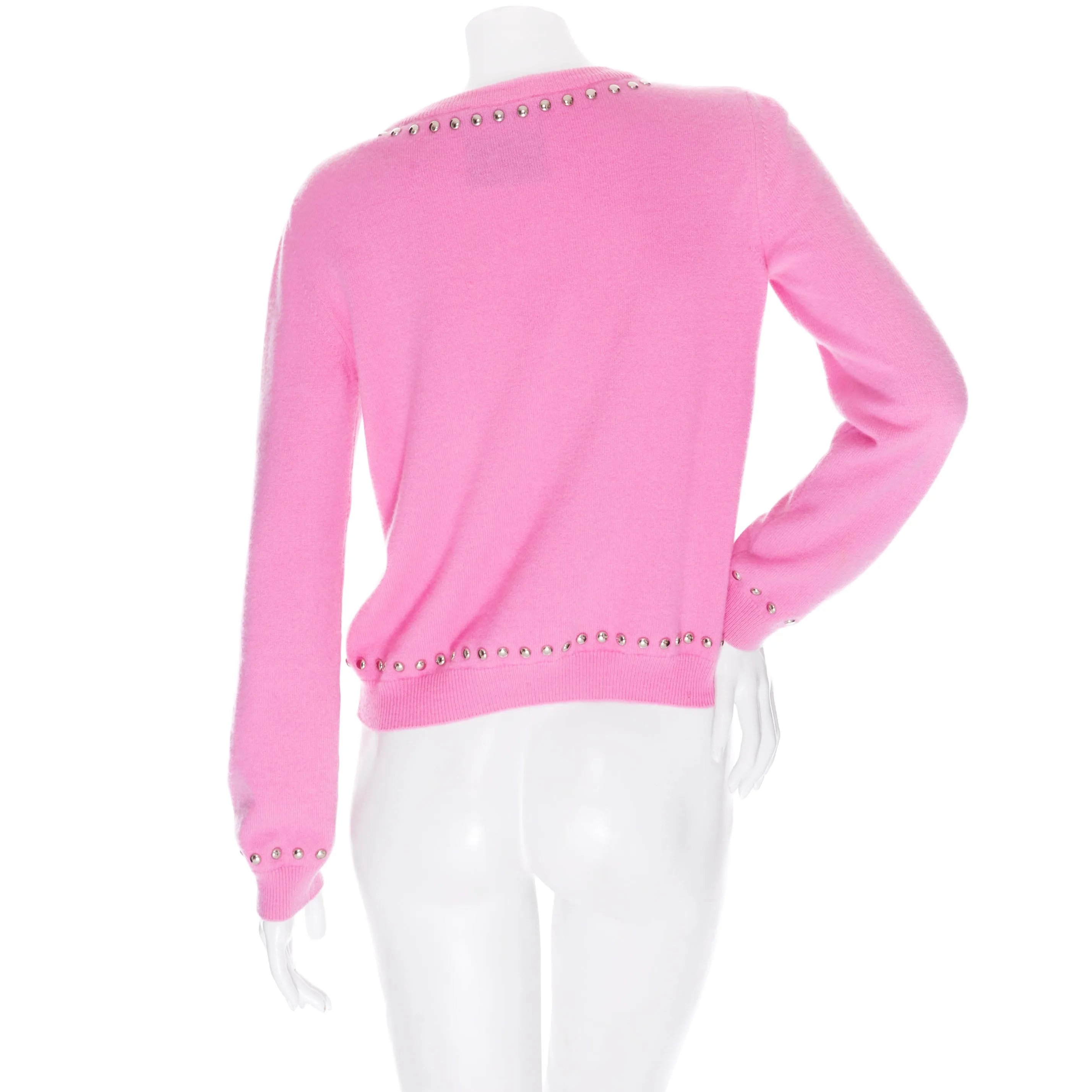 Pink Wool-Cashmere Studded Playboy Sweater