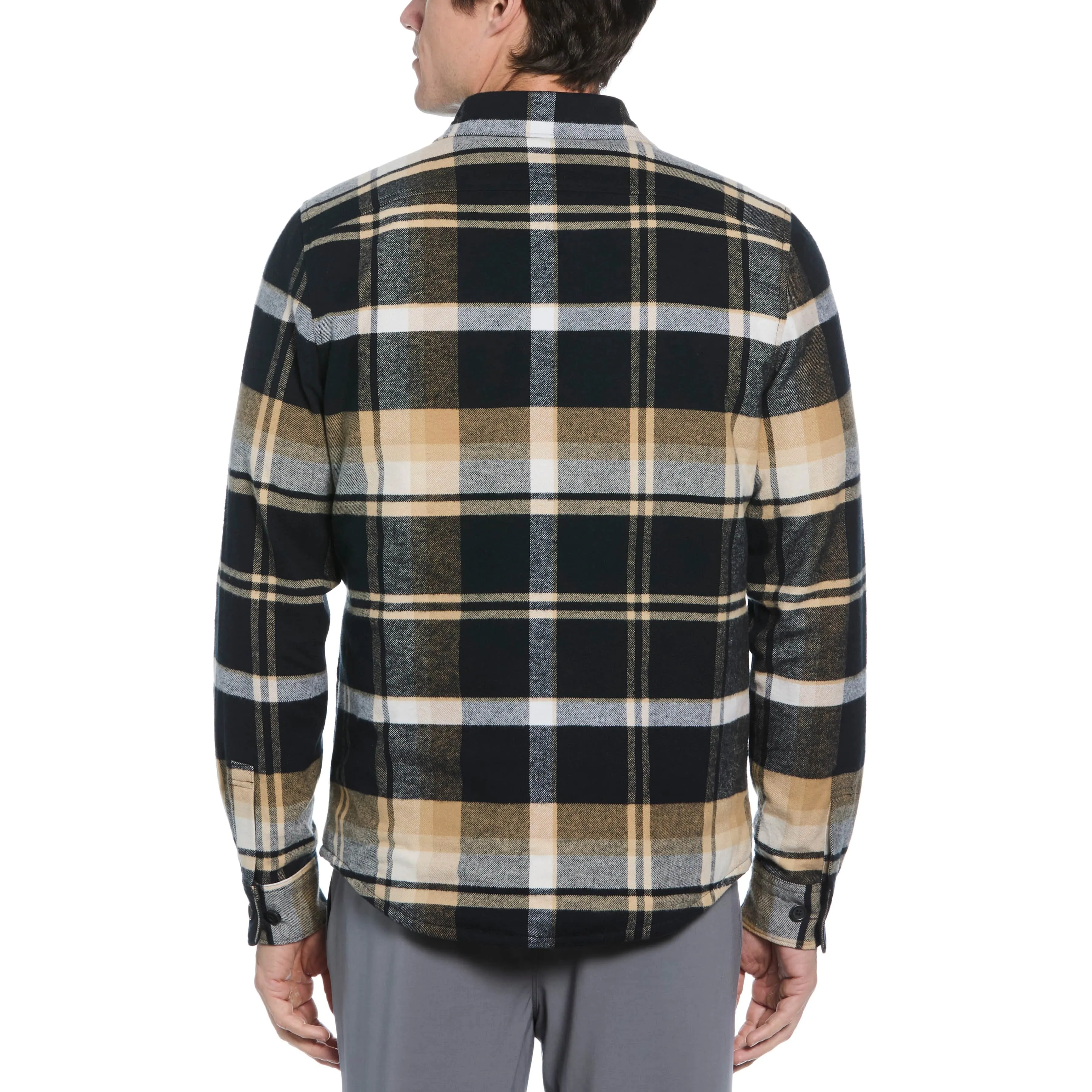 Plaid Flannel Shirt Jacket with Quilted Lining