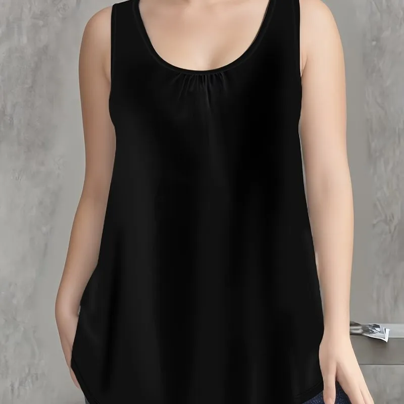 Plus Size Ruched Tank Top for Women with Medium Stretch