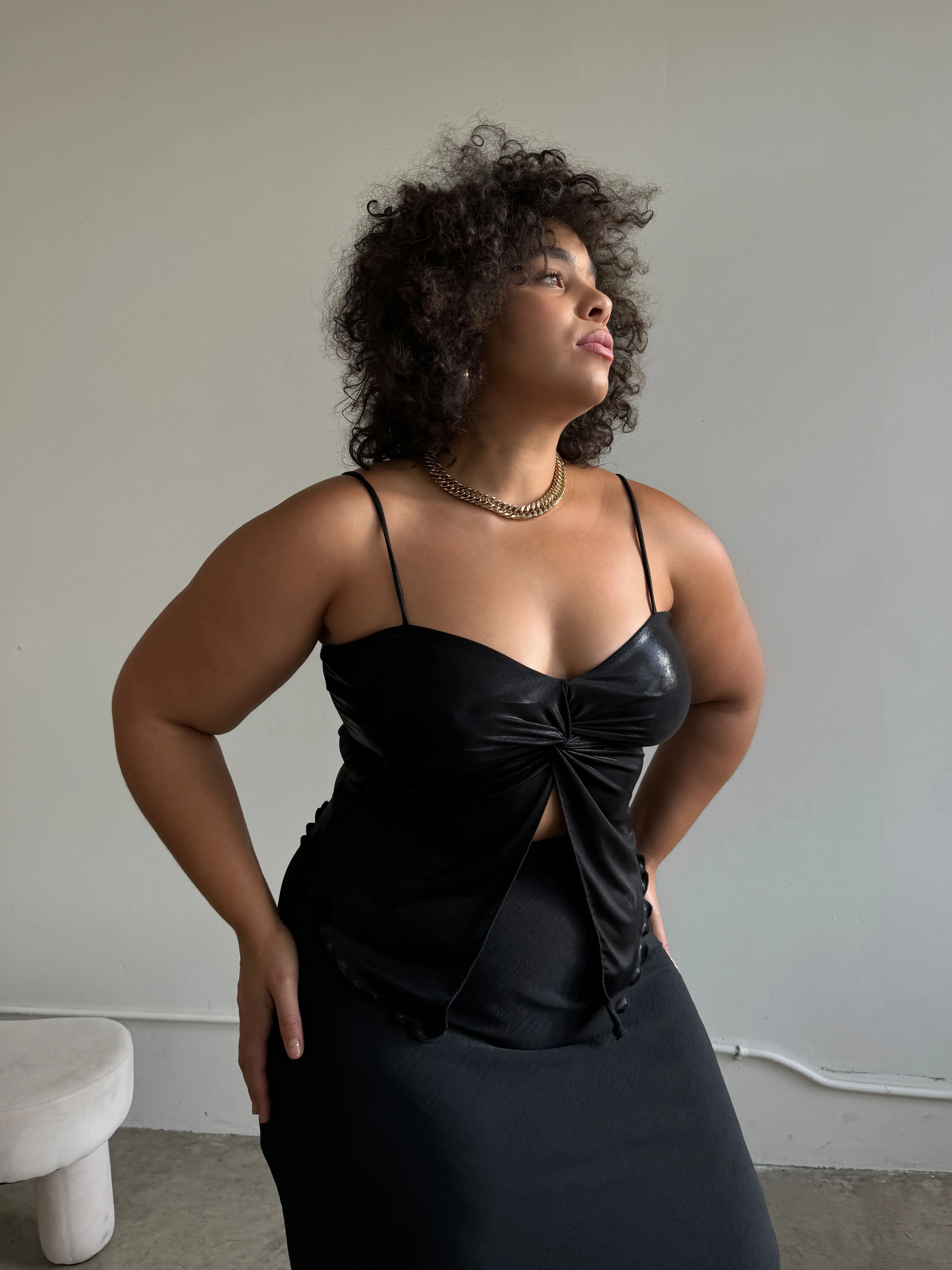 Plus Size Twist Detail Glittery Camisole