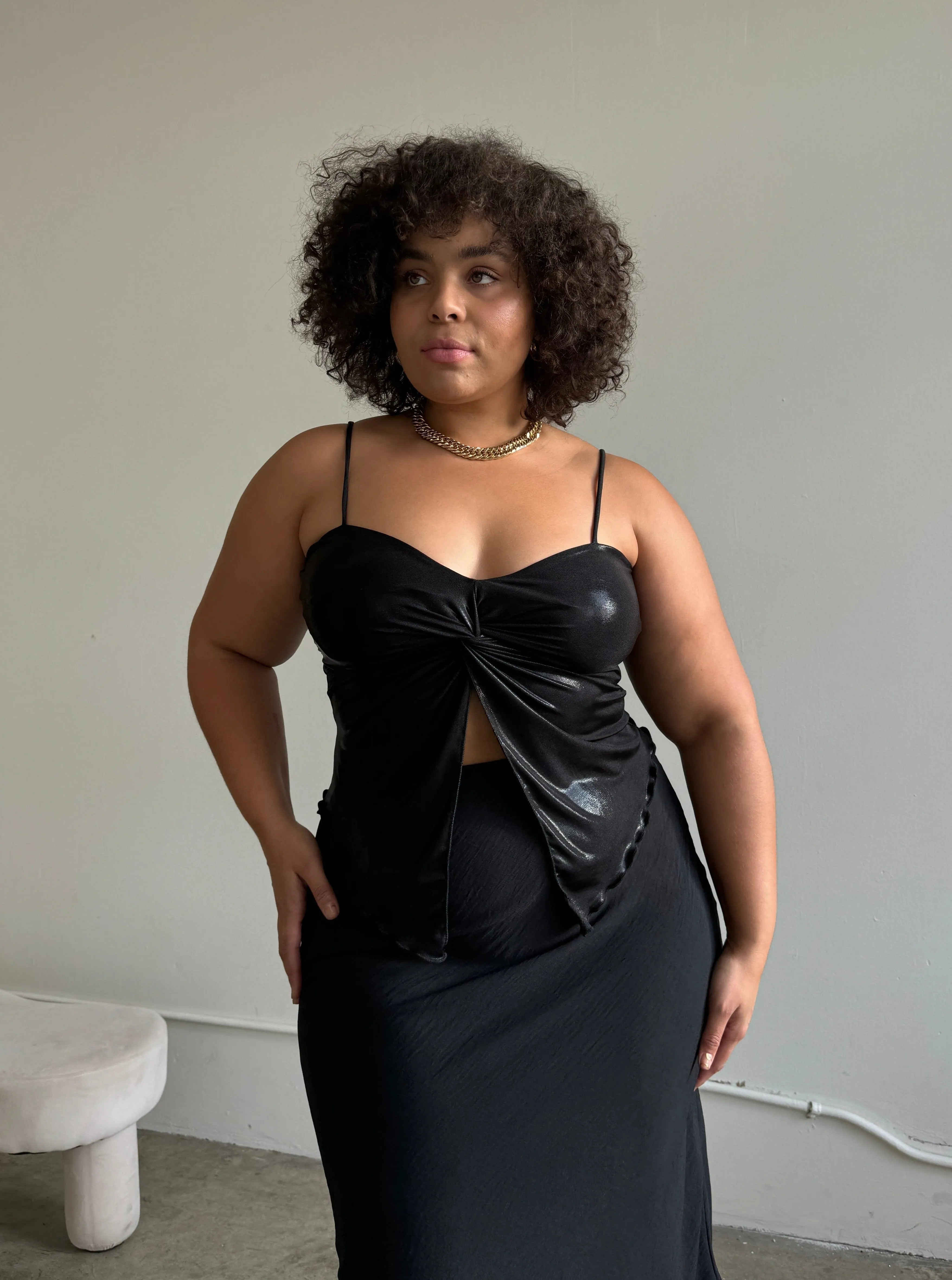 Plus Size Twist Detail Glittery Camisole