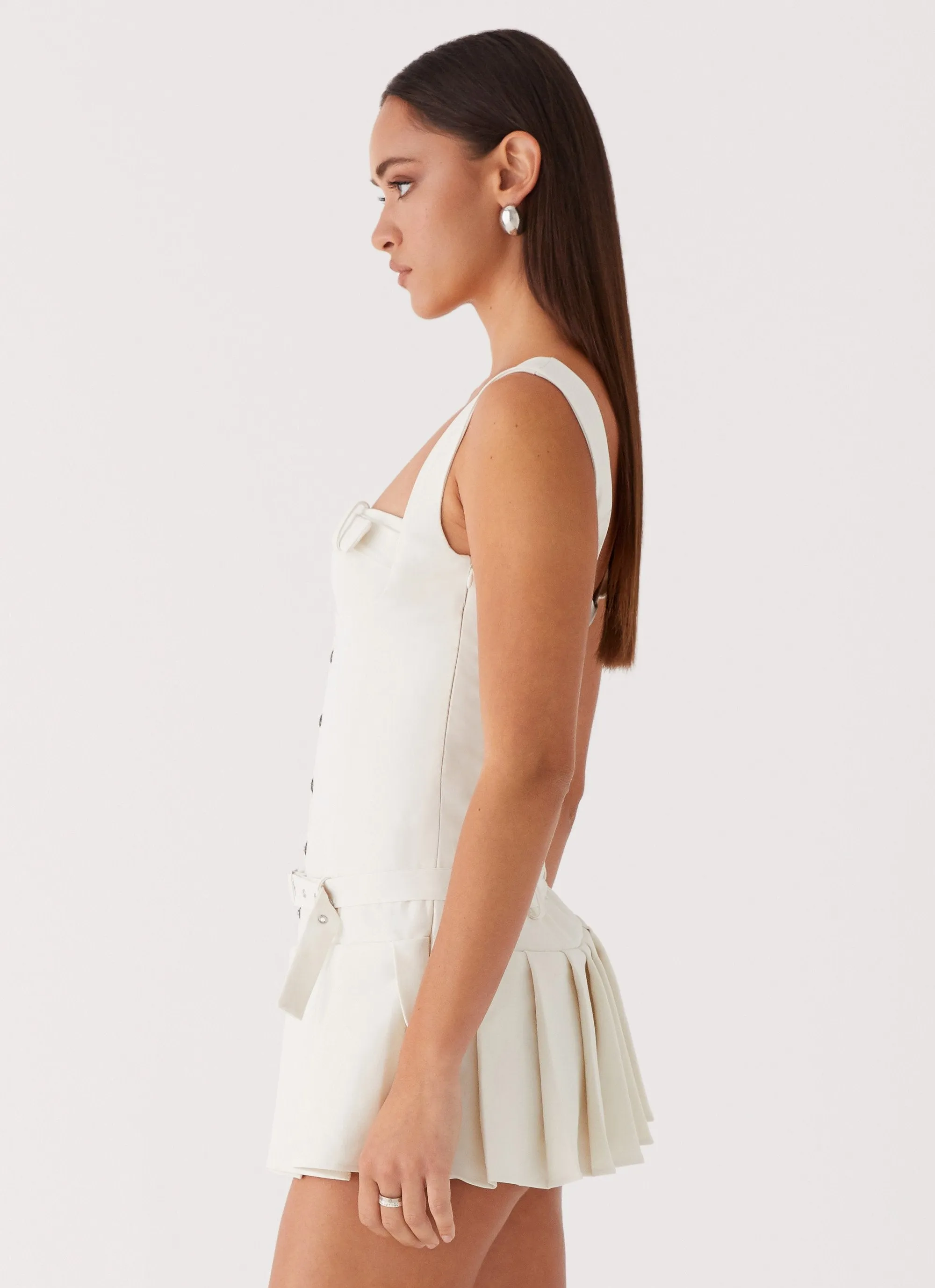 Poetic Justice Belt Mini Dress - White