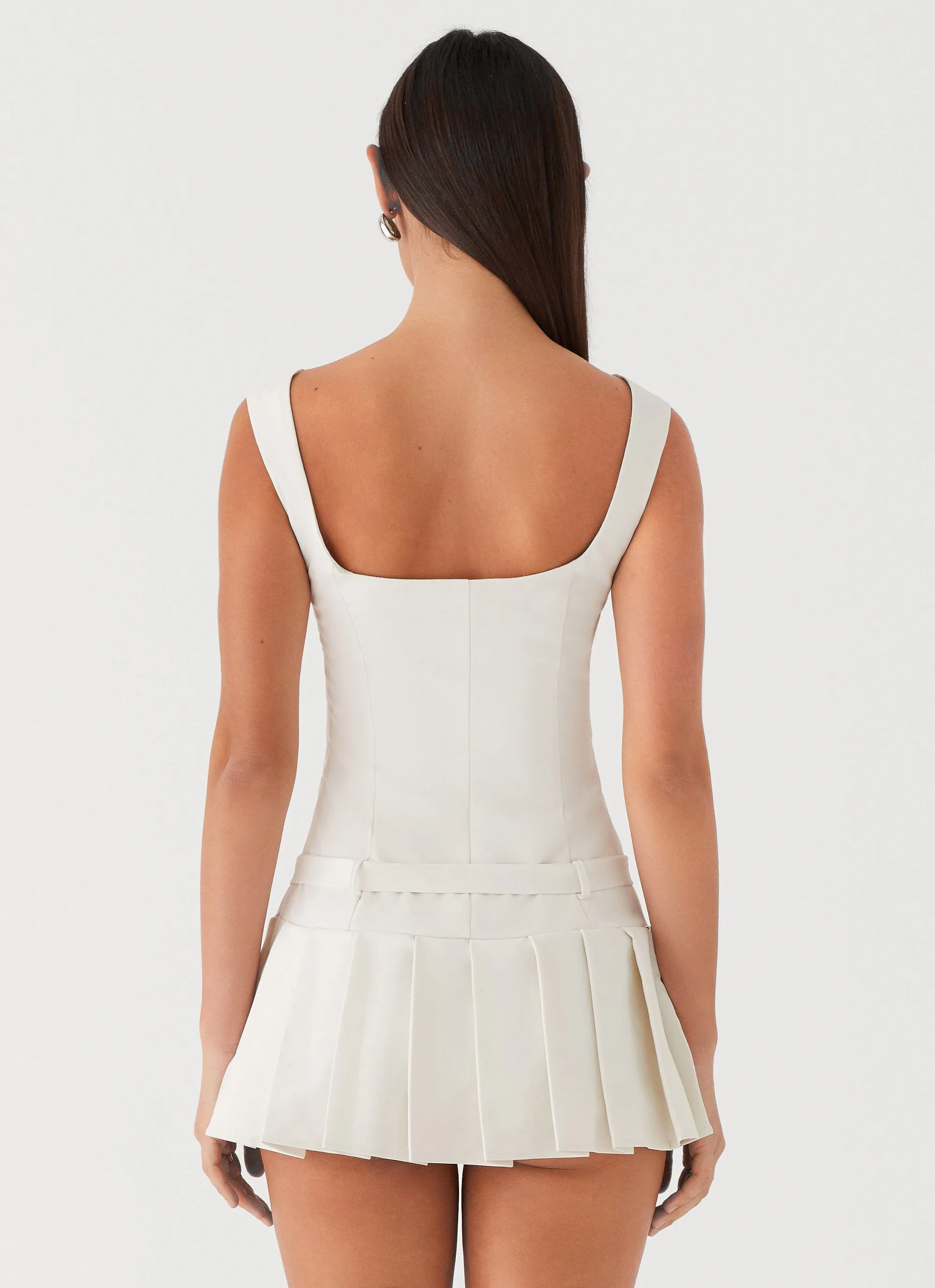 Poetic Justice Belt Mini Dress - White