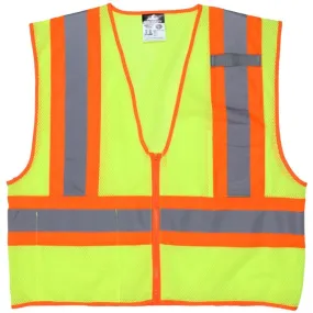 Poly, Mesh Safety Vest, 4 1/2 Orange/Sil