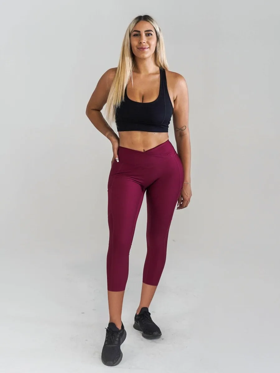 Pristine Pocket Capri Leggings | CRANBERRY