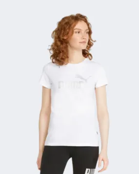 Puma Essentials  Metallic Logo Women Lifestyle T-Shirt White