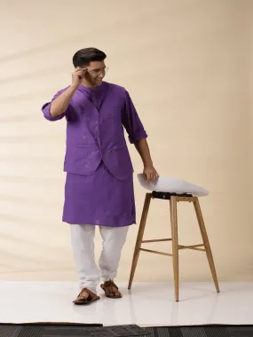 Purple Khadi Men Nehru Jacket