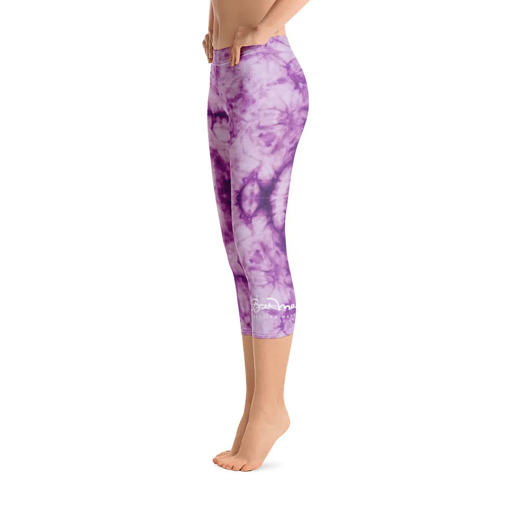 Purple Tie Dye Capri Leggings