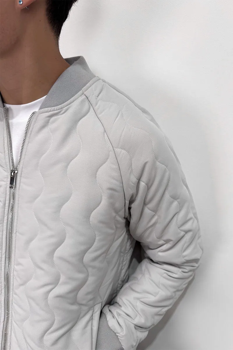 Quilted Ripstop Bomber Jacket - Grey